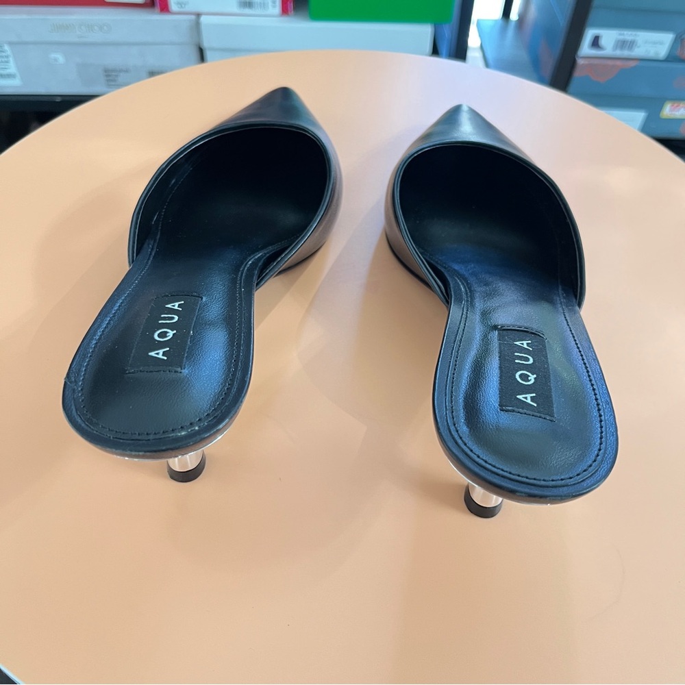 Aqua Milee Sleek Black Women's Mules - Picture 5 of 7